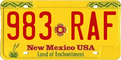 NM license plate 983RAF