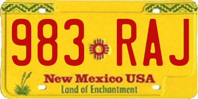 NM license plate 983RAJ