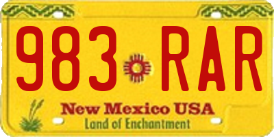NM license plate 983RAR