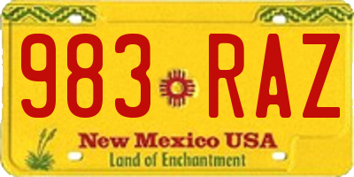 NM license plate 983RAZ