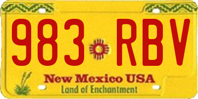 NM license plate 983RBV