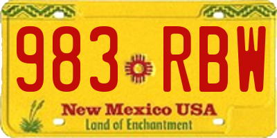NM license plate 983RBW
