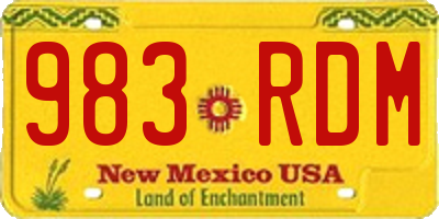 NM license plate 983RDM