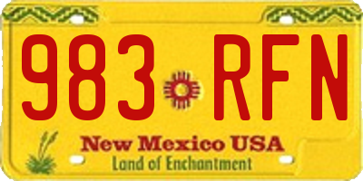 NM license plate 983RFN