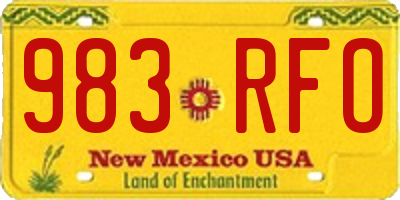 NM license plate 983RFO