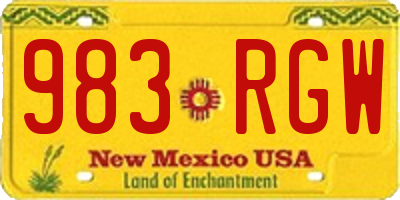 NM license plate 983RGW