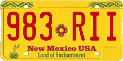 NM license plate 983RII