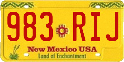 NM license plate 983RIJ