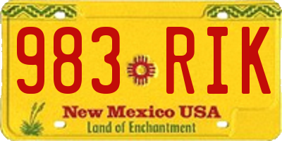 NM license plate 983RIK