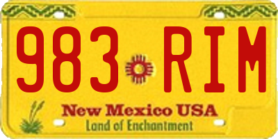 NM license plate 983RIM