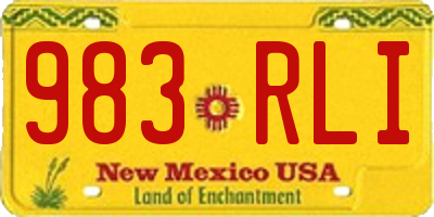 NM license plate 983RLI