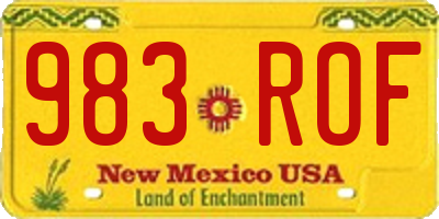 NM license plate 983ROF