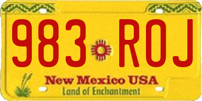 NM license plate 983ROJ
