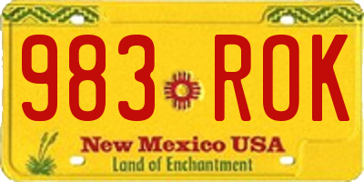 NM license plate 983ROK
