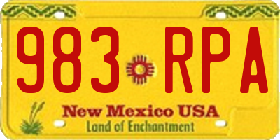 NM license plate 983RPA