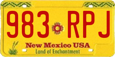 NM license plate 983RPJ