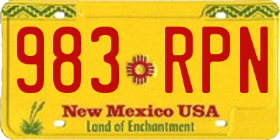 NM license plate 983RPN