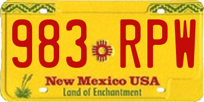 NM license plate 983RPW
