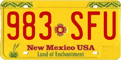 NM license plate 983SFU