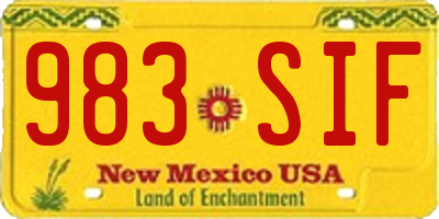 NM license plate 983SIF