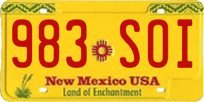 NM license plate 983SOI