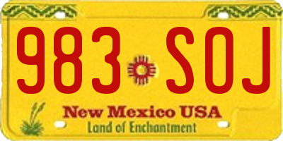 NM license plate 983SOJ