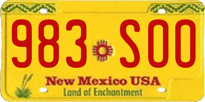 NM license plate 983SOO