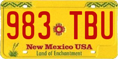 NM license plate 983TBU