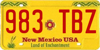 NM license plate 983TBZ