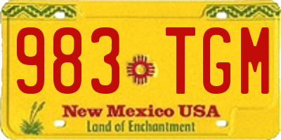 NM license plate 983TGM