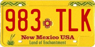 NM license plate 983TLK