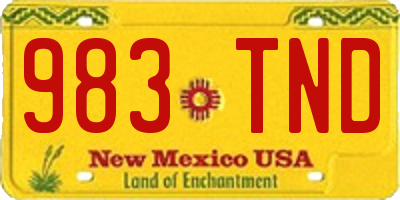 NM license plate 983TND