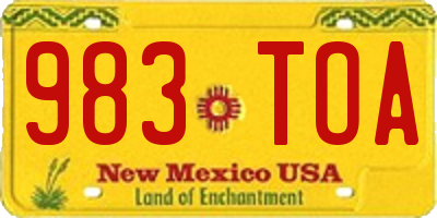 NM license plate 983TOA