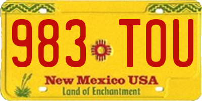 NM license plate 983TOU