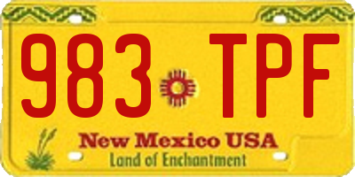 NM license plate 983TPF