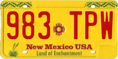 NM license plate 983TPW