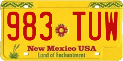 NM license plate 983TUW
