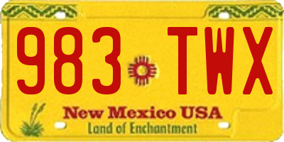 NM license plate 983TWX