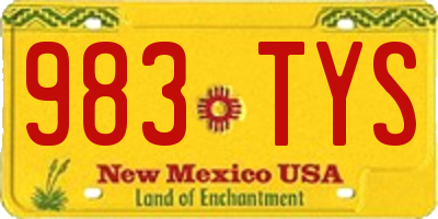 NM license plate 983TYS