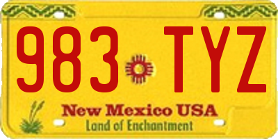 NM license plate 983TYZ