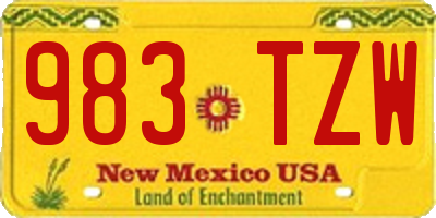 NM license plate 983TZW