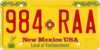 NM license plate 984RAA