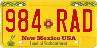 NM license plate 984RAD