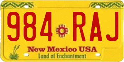 NM license plate 984RAJ