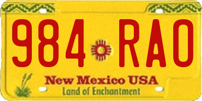 NM license plate 984RAO