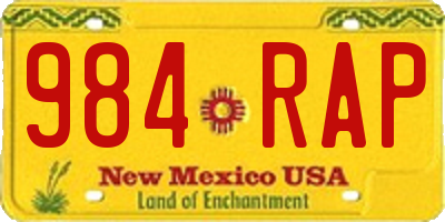 NM license plate 984RAP