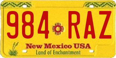 NM license plate 984RAZ
