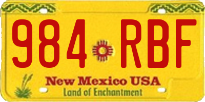 NM license plate 984RBF