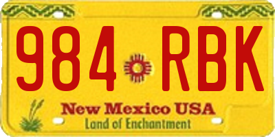 NM license plate 984RBK