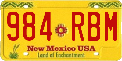 NM license plate 984RBM